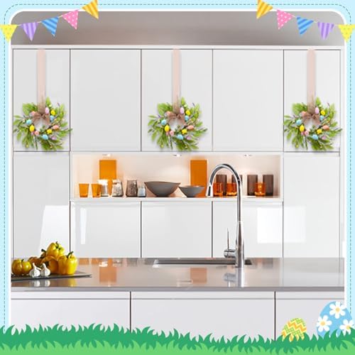 4pcs Small Easter Wreath, 12 Inch Mini Cabinet Wreaths for Kitchen, Easter Kitchen Decor Spring Artificial, alternate view 4