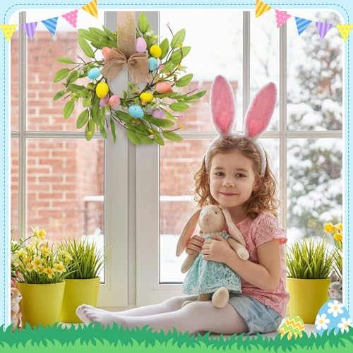 4pcs Small Easter Wreath, 12 Inch Mini Cabinet Wreaths for Kitchen, Easter Kitchen Decor Spring Artificial, alternate view 5