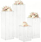 4PCS Square Clear Pedestal Stands for Party Acrylic Pedestal Display Stands Dessert Table Decoration Pillars
