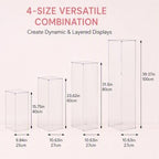 4PCS Square Clear Pedestal Stands for Party Acrylic Pedestal Display Stands Dessert Table Decoration Pillars, alternate view