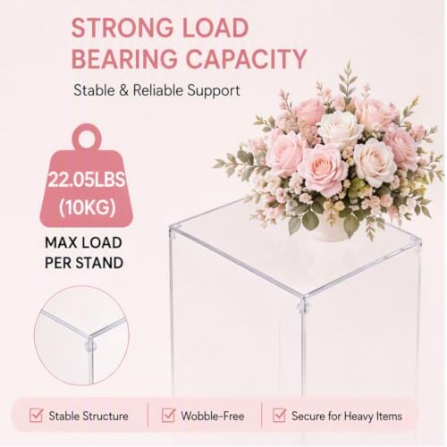 4PCS Square Clear Pedestal Stands for Party Acrylic Pedestal Display Stands Dessert Table Decoration Pillars, alternate view