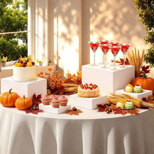 4pcs Sturdy White Acrylic Buffet Risers for Wedding Parties in white, alternate view 3