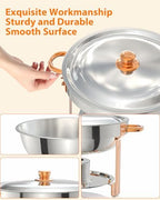 4PCS Superior 5QT Stainless Steel Round Chafing Dish Buffet Set, Lid Holder, Spoon & Tweezers, Portable Food, alternate view