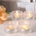 4PCS Votive Candle Holders, Clear Tealight Candle Holder Glass for Table Centerpiece, Polka Dot Glass Candle