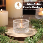 4PCS Votive Candle Holders, Clear Tealight Candle Holder Glass for Table Centerpiece, Polka Dot Glass Candle, alternate view