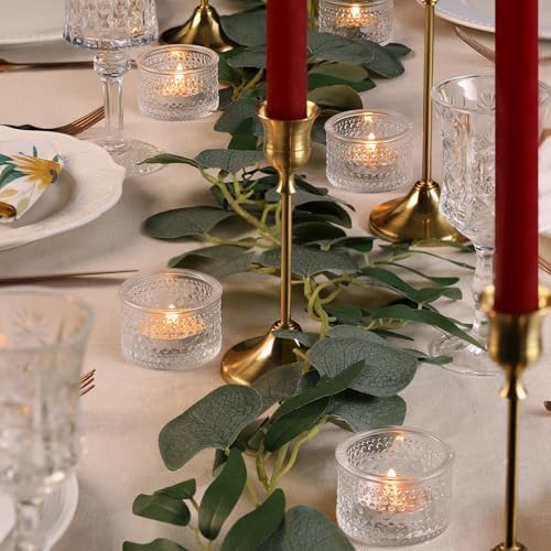 4PCS Votive Candle Holders, Clear Tealight Candle Holder Glass for Table Centerpiece, Polka Dot Glass Candle, alternate view