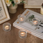 4PCS Votive Candle Holders, Clear Tealight Candle Holder Glass for Table Centerpiece, Polka Dot Glass Candle, alternate view