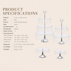 4PCS Wedding Cake Stands Set, Rectangular and Round Glass Cupcake Holder, Clear Crystal Dessert Display Stands, alternate