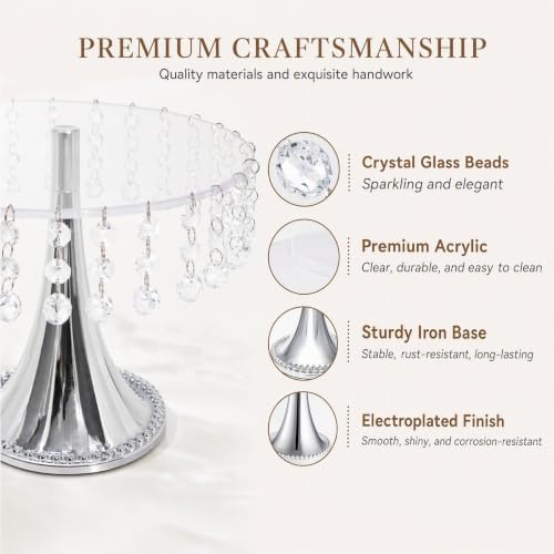4PCS Wedding Cake Stands Set, Rectangular and Round Glass Cupcake Holder, Clear Crystal Dessert Display Stands, alternate