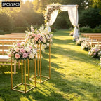 4Pcs Wedding Flower Stand Rectangular Flower Rack Gold Frame Backdrop Stand Metal Detachable Holder Durable, alternate view 2