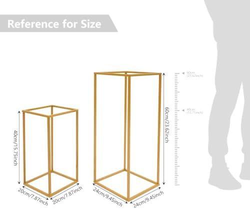 4Pcs Wedding Flower Stand Rectangular Flower Rack Gold Frame Backdrop Stand Metal Detachable Holder Durable, alternate view 3