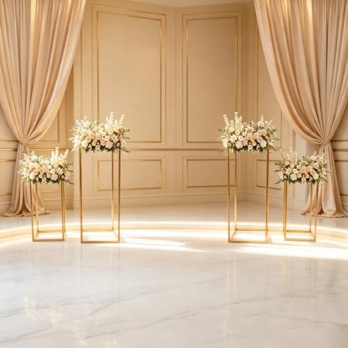 4Pcs Wedding Flower Stand Rectangular Flower Rack Gold Frame Backdrop Stand Metal Detachable Holder Durable, alternate view 4