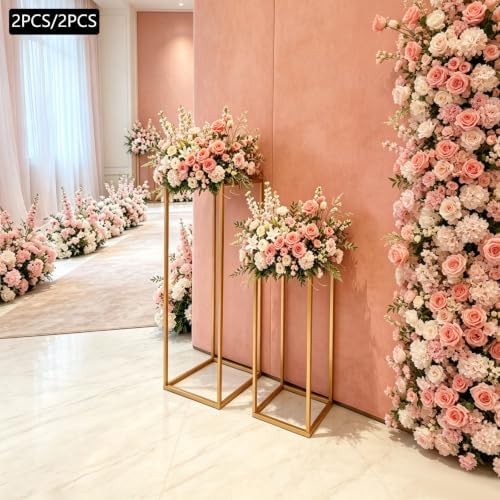 4Pcs Wedding Flower Stand Rectangular Flower Rack Gold Frame Backdrop Stand Metal Detachable Holder Durable, alternate view 5