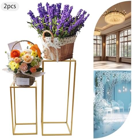 4Pcs Wedding Flower Stand Rectangular Flower Rack Gold Frame Backdrop Stand Metal Detachable Holder Durable, alternate view 6
