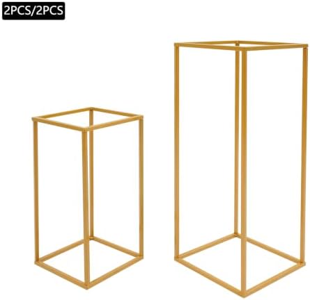 4Pcs Wedding Flower Stand Rectangular Flower Rack Gold Frame Backdrop Stand Metal Detachable Holder Durable, alternate view 7