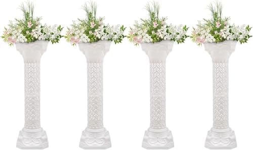 4Pcs Wedding Roman Column Elegant Roman Pillars Stand, Flower Pot Columns Stand Pedestal Tall Wedding