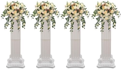 4Pcs Wedding Roman Column, Wedding Landscaping Plastic Roman Pillar Artistic Roman Column Statue Party Flowerpot