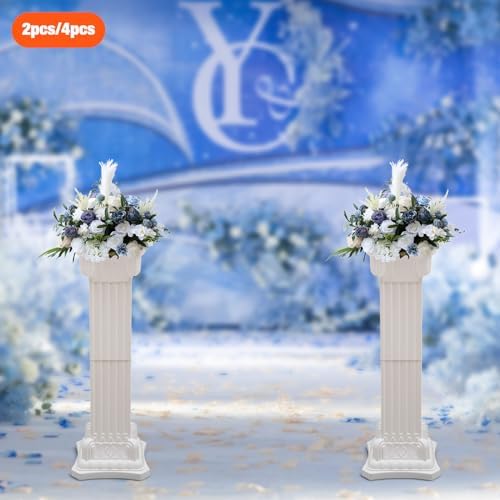 4Pcs Wedding Roman Column, Wedding Landscaping Plastic Roman Pillar Artistic Roman Column Statue Party Flowerpot, alternate