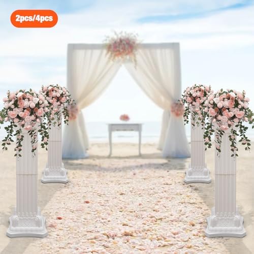 4Pcs Wedding Roman Column, Wedding Landscaping Plastic Roman Pillar Artistic Roman Column Statue Party Flowerpot, alternate