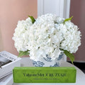 4Pcs White Hydrangea Artificial Flower Natural Lifelike Real Touch 21'' Long Stem Hydrangea Latex Flower