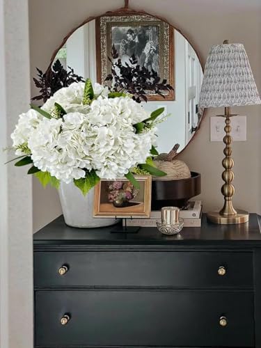 4Pcs White Hydrangea Artificial Flower Natural Lifelike Real Touch 21'' Long Stem Hydrangea Latex Flower, alternate view 3