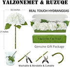 4Pcs White Hydrangea Artificial Flower Natural Lifelike Real Touch 21'' Long Stem Hydrangea Latex Flower, alternate view 4