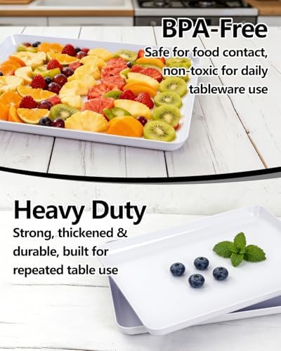 4PCS White Plastic Serving Trays for BBQ, Picnic, Party, Wedding in White, alternate view 4
