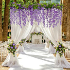 4Pcs Wisteria Artificial Flower Garland 6.9Ft Purple Wisteria Vine Silk Hanging Flowers Fake Rattan Floral Decor, alternate