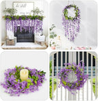4Pcs Wisteria Artificial Flower Garland 6.9Ft Purple Wisteria Vine Silk Hanging Flowers Fake Rattan Floral Decor, alternate