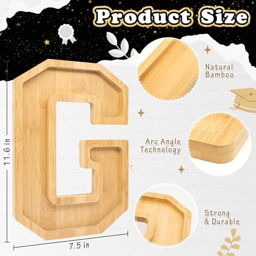 4PCS Wooden Graduation Decorations Number Charcuterie Board Box-(with 14 Balloons) GRAD Charcuterie Numbers, alternate view 3