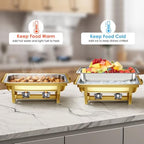 4PK 9Qt Gold Chafing Dishes for Buffet +12 Serving Utensils, alternate view 3
