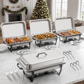 4PK 9Qt Half Black Chafing Dishes for Buffet +12 Serving Utensil
