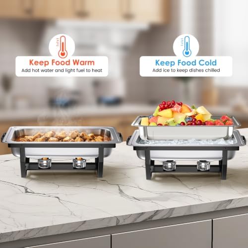 4PK 9Qt Half Black Chafing Dishes for Buffet +12 Serving Utensil, alternate view 3