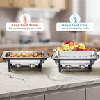 4PK 9Qt Half Black Chafing Dishes for Buffet +12 Serving Utensil, alternate view 3