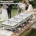 4PK 9Qt Half Black Chafing Dishes for Buffet +12 Serving Utensil, alternate view 6