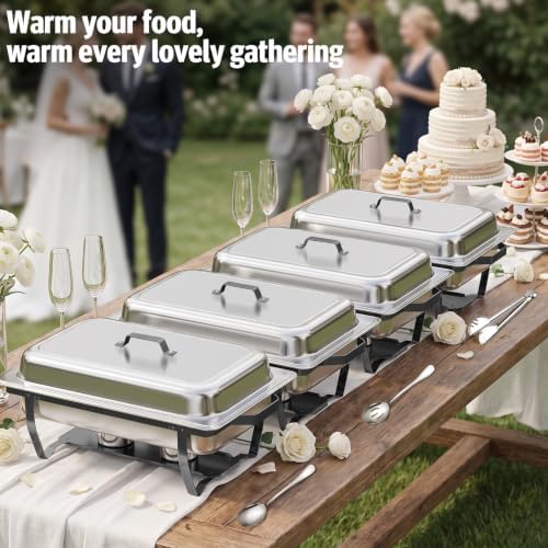 4PK 9Qt Half Black Chafing Dishes for Buffet +12 Serving Utensil, alternate view 6