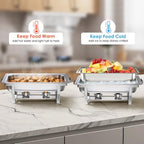 4PK 9Qt Silver Chafing Dishes for Buffet + 12 Serving Utensils, alternate view 3