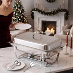 4PK 9Qt Silver Chafing Dishes for Buffet + 12 Serving Utensils, alternate view 5