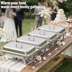 4PK 9Qt Silver Chafing Dishes for Buffet + 12 Serving Utensils, alternate view 6