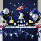 4Set Black Blue Silver Balloon Stand Balloon Centerpieces for Table in 4 Count (Pack of 1) in Metallic Blue, alternate view 2