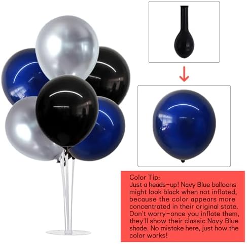 4Set Black Blue Silver Balloon Stand Balloon Centerpieces for Table in 4 Count (Pack of 1) in Metallic Blue, alternate view 3