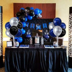 4Set Black Blue Silver Balloon Stand Balloon Centerpieces for Table in 4 Count (Pack of 1) in Metallic Blue, alternate view 6
