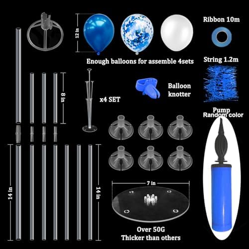 4Set Blue Balloon Stand Table Centerpieces Party Decor in 4 in Black Gold, alternate view 3