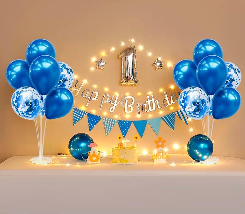 4Set Blue Balloon Stand Table Centerpieces Party Decor in 4 in Black Gold, alternate view 5