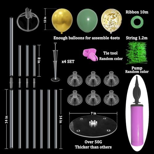 4Set Green and Gold Balloon Stand Table Centerpieces Party Decor in 4 in Black Gold, alternate view 3