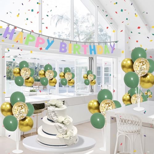 4Set Green and Gold Balloon Stand Table Centerpieces Party Decor in 4 in Black Gold, alternate view 5