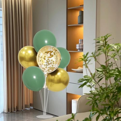 4Set Green and Gold Balloon Stand Table Centerpieces Party Decor in 4 in Black Gold, alternate view 6