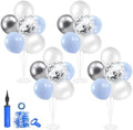 4Set Light Blue Silver Balloon Stand Table Centerpieces Party Decor in 4 Count (Pack of 1) in Black Gold