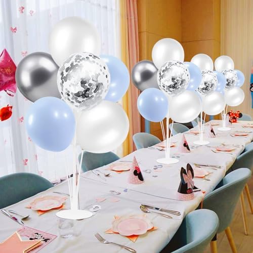 4Set Light Blue Silver Balloon Stand Table Centerpieces Party Decor in 4 Count (Pack of 1) in Black Gold, alternate view 4