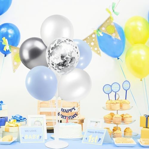 4Set Light Blue Silver Balloon Stand Table Centerpieces Party Decor in 4 Count (Pack of 1) in Black Gold, alternate view 5
